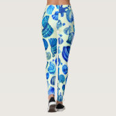 Leggings Blue Sea Shells Ocean Motif (Dos)