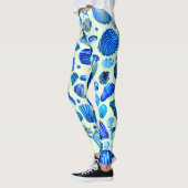 Leggings Blue Sea Shells Ocean Motif (Gauche)