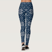 Leggings Blue Snowflakes Motif de tricot de Noël (Dos)