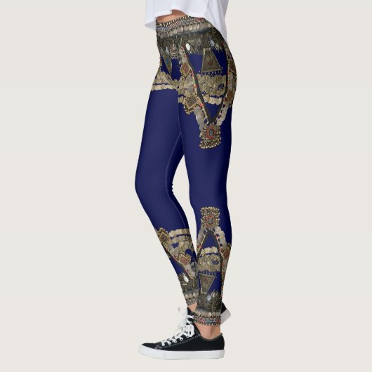 Leggings Blue Tribal Kuchi Belly Dance Yoga (Gauche)