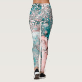 Leggings Blue Turquoise Galaxy Rose Parties scintillant Élé (Dos)
