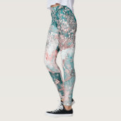 Leggings Blue Turquoise Galaxy Rose Parties scintillant Élé (Gauche)