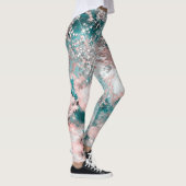 Leggings Blue Turquoise Galaxy Rose Parties scintillant Élé (Droite)