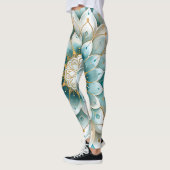 Leggings Blue Turquoise Gold Floral Mandala (Gauche)