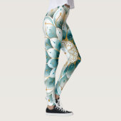 Leggings Blue Turquoise Gold Floral Mandala (Droite)