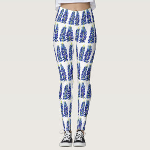 Leggings Bluebonnets Texas Flowers Fleur sauvage Aquarelle
