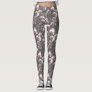 Leggings Blush Ginkgo Luxe – Botanique dorée sur fond noir