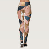 Leggings Blush Pink Gold Boho Collection Feuille populaire (Dos)