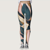 Leggings Blush Pink Gold Boho Collection Feuille tendance (Devant)