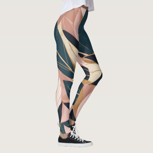 Leggings Blush Pink Gold Boho Collection Feuille tendance (Droite)