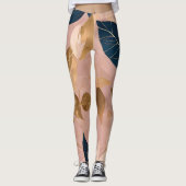 Leggings Blush Rose or Boho Feuilles Collection populaire (Devant)