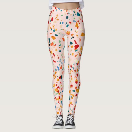 Leggings Blush Terrazzo | Speckles écocliques roses | ABSTR (Devant)