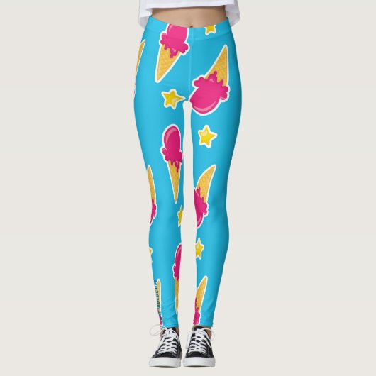 Leggings Boardwalk Bliss : Crème Glacée & Étoiles (Devant)