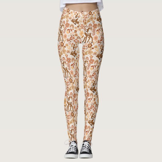 Leggings Boeuf mignon cerf modèle floral (Devant)