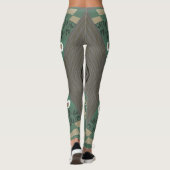 Leggings Bohème Chintz Illustration Vert Champignons Blanc (Dos)