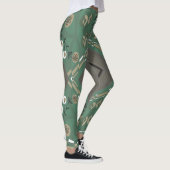 Leggings Bohème Chintz Illustration Vert Champignons Blanc (Droite)