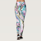 Leggings Bohème coloré Pastel Marbre Fractal Abstrait (Dos)