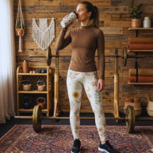 Leggings Bohème Neutre Arc-en-Ciel Motif Botanique