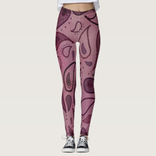 LEGGINGS  BOHEMIAN BOHO PINK PAISLEY YOGA PANTS