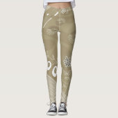 Leggings Bohemian Chintz Illustration Dusty Neutral Brown (Devant)