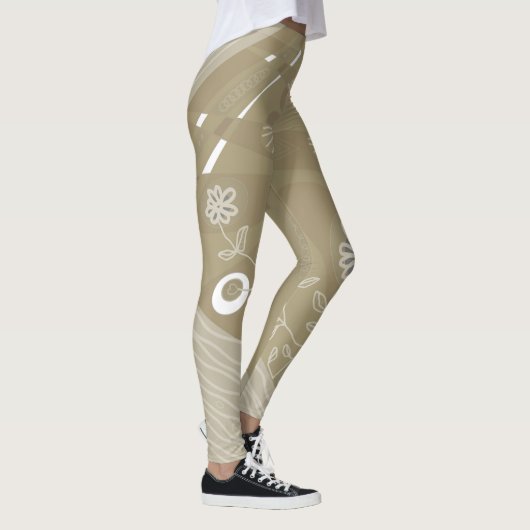 Leggings Bohemian Chintz Illustration Dusty Neutral Brown (Droite)