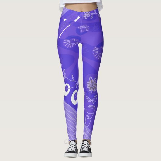 Leggings Bohemian Chintz Illustration Violet (Devant)