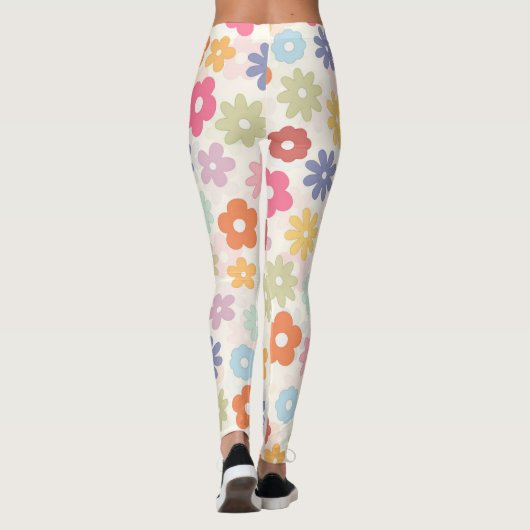 Leggings Boho 70's Retro Daisy Flowers (Dos)