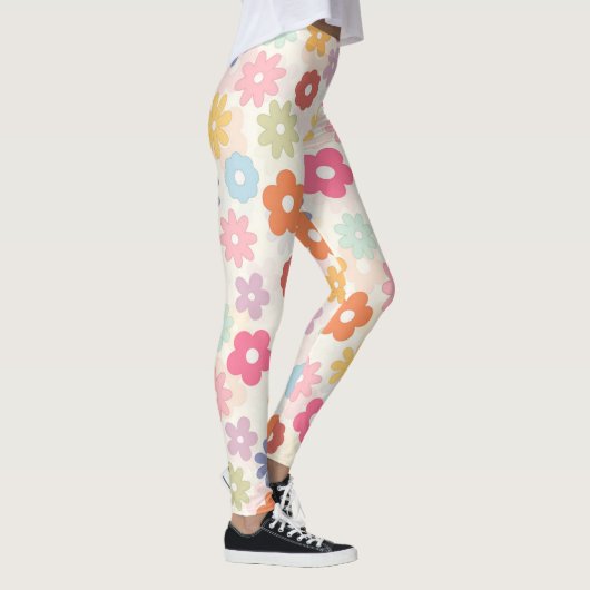 Leggings Boho 70's Retro Daisy Flowers (Droite)