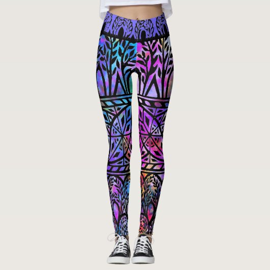 Leggings Boho Blues Glas in lood Pattern (Voorkant)