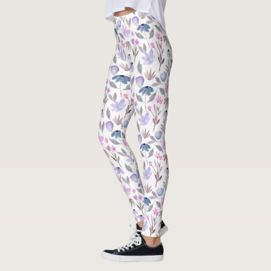 Leggings Boho botanique romantique violet rose (Gauche)