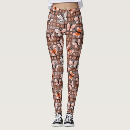 Leggings Boho Butterflies Boho Style Pattern (Devant)