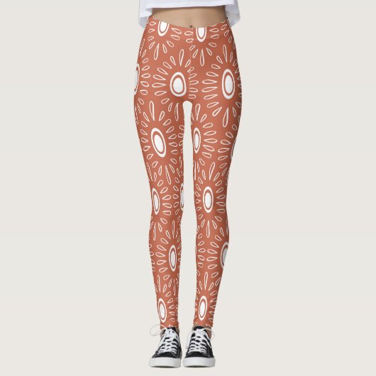 Leggings Boho Chic Flowers : Conception Moderne Sans Couleu (Devant)