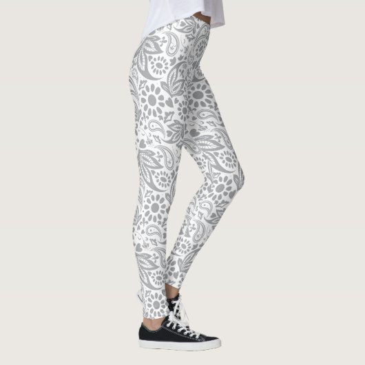 Leggings Boho Chic Grey Blanc Stylish Gitan Motif (Droite)