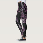 Leggings Boho Chic Yoga Zen Purple Floral Mandala Motif (Gauche)