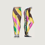 Leggings Boho couleurs l Jaune l Rose l Entraînement et exé<br><div class="desc">Coloration graphique moderne colorée,  rose,  jaune,  marron et vert avec texte moderne noir et blanc pour l'exercice,  l'entraînement et la course des femmes.</div>