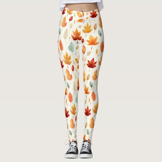 Leggings Boho Fall Leave Motif La beauté de l'automne avec (Devant)