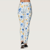 Leggings Boho Fleur sauvage Bleu Jaune Floral Yoga (Dos)
