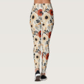 Leggings Boho Floral Cute Black Orange Blue Creme (Dos)
