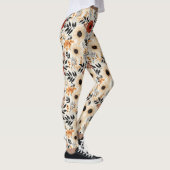 Leggings Boho Floral Cute Black Orange Blue Creme (Droite)
