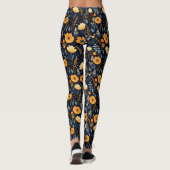 Leggings Boho Floral Cute Noir Orange Bleu (Dos)