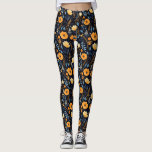 Leggings Boho Floral Cute Noir Orange Bleu<br><div class="desc">Ces pattes mignonnes ont un motif floral bohème partout en oranges,  bleus,  jaunes et noirs. Doux et amusant,  parfait pour votre style boho. Créé par Simply Farmhouse Press.</div>
