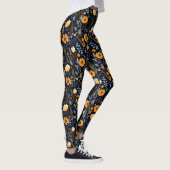 Leggings Boho Floral Cute Noir Orange Bleu (Droite)