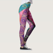 Leggings Boho floral rose violet rose or turquoise (Droite)