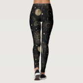 Leggings Boho Gold Space doodles Black Design (Dos)