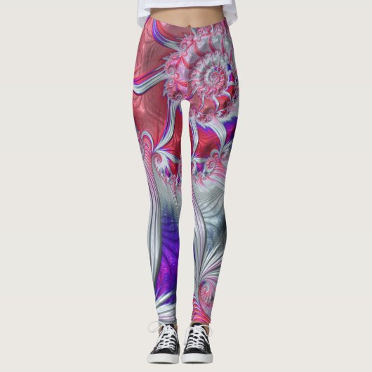 Leggings Boho Hippie Trip Funky Nautilus Spirale Fractale (Devant)