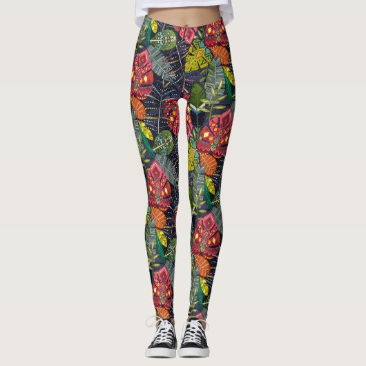 Leggings boho hojas minuit (Devant)