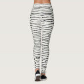 Leggings Boho lunaire noir et blanc, bandes horizontales (Dos)