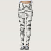 Leggings Boho lunaire noir et blanc, bandes horizontales (Devant)