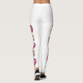 Leggings Boho Magenta Fleur Vigne Bordure Classique Blanc (Dos)