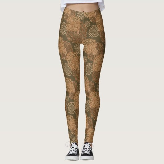 Leggings Boho Mandalas Earth Tones (Devant)